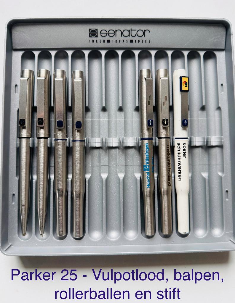Parker 25 - 7 pennen voor 45 euro, Verzamelen, Pennenverzamelingen, Gebruikt, Met doosje, Ophalen of Verzenden, Parker