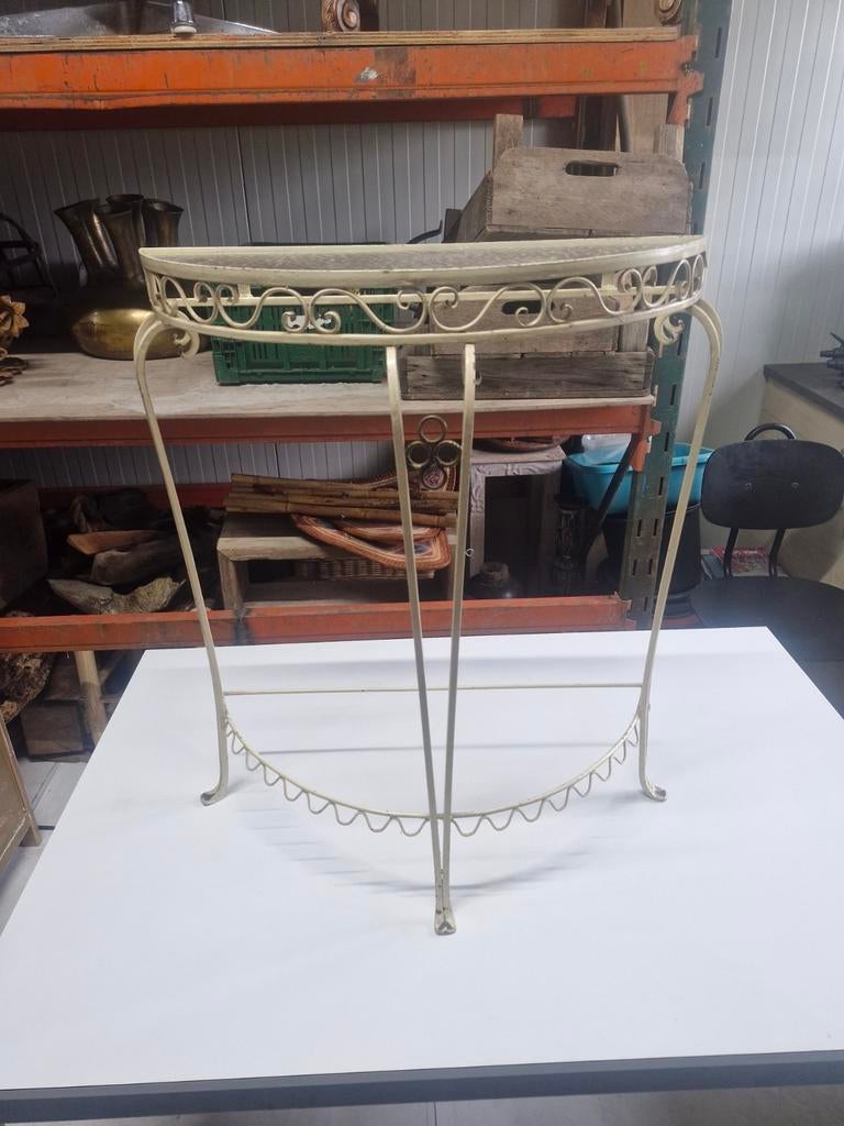 Vintage Halve Maan Tafel met Sierlijk Frame, Antiek en Kunst, Ophalen of Verzenden