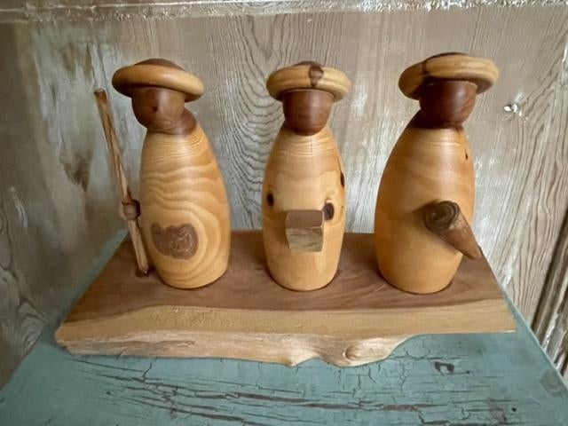 Gestyleerd kunstwerk van hout. Drie koningen / kerstmis., Antiek en Kunst, Ophalen