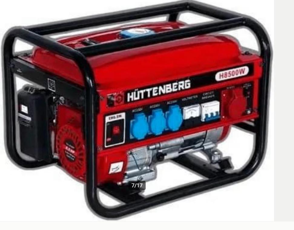 GLOEDNIEUWE Hüttenberg Aggregaat H8500W - NOODSTROOM, Doe-het-zelf en Verbouw, Ophalen, Nieuw, Minder dan 5 kVA, Benzine