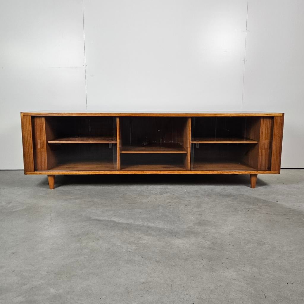 Vintage Deens laag dressoir/roomdivider, Sibast, teak, Huis en Inrichting, Kasten | Televisiemeubels, Gebruikt, 150 tot 200 cm