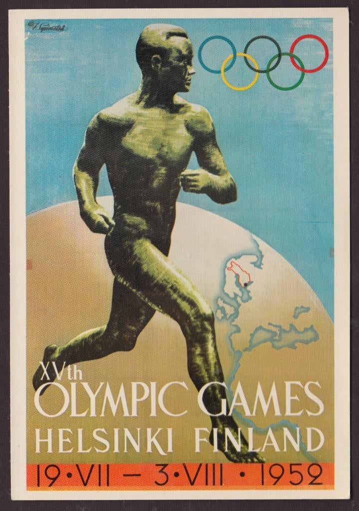 Olympische Spelen 1952 Helsinki   Antik Prints, Ophalen of Verzenden, 1940 tot 1960, Ongelopen, Overige thema's