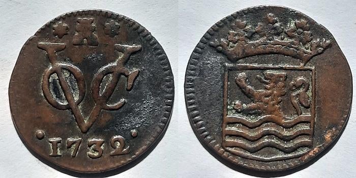 VOC Duit Zeeland 1732, Postzegels en Munten, Munten | Nederland, Verzenden, Vóór koninkrijk, Overige waardes