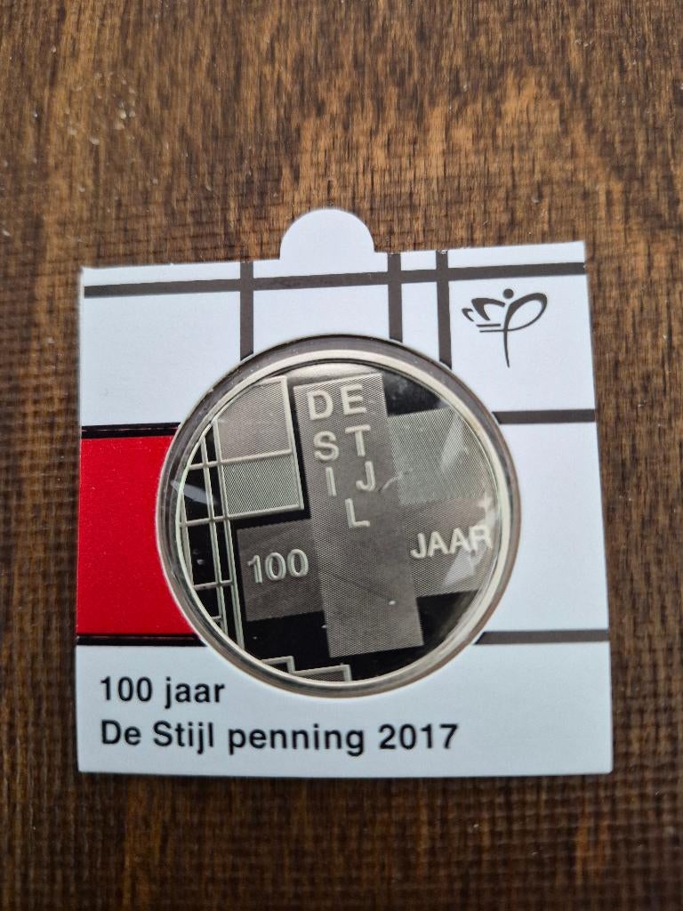 Penning 100 Jaar De Stijl in munthouder 2017., Ophalen of Verzenden, Overige materialen, Nederland