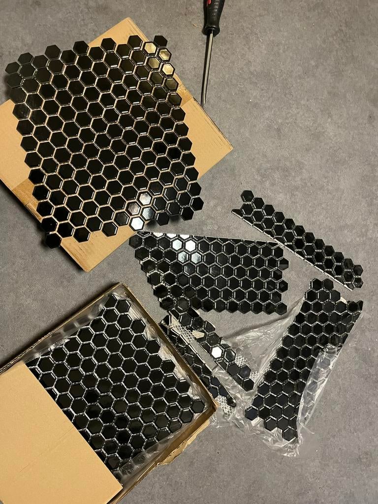 mozaiek tegels hexacon zwart, Nieuw, 20 tot 40 cm, Minder dan 5 m², Wandtegels