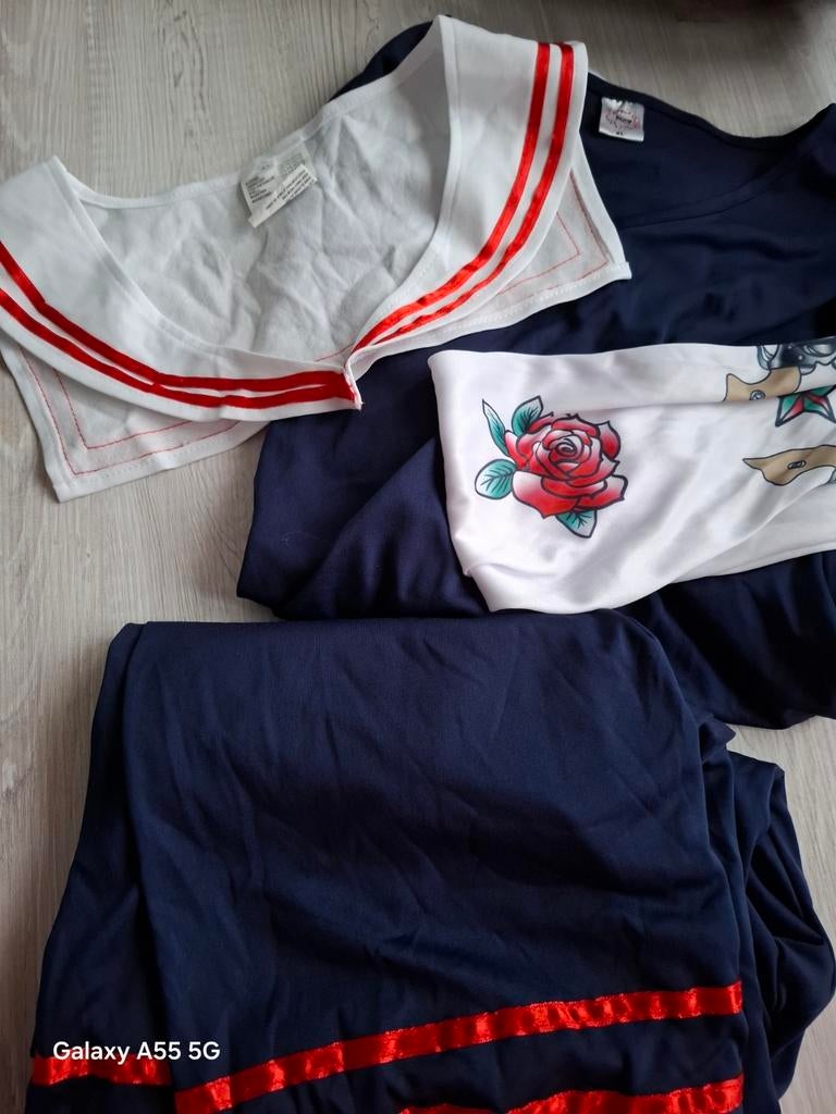 Carnaval matrozenpak XL, Ophalen of Verzenden, Zo goed als nieuw, Maat 46/48 (XL) of groter, Carnaval