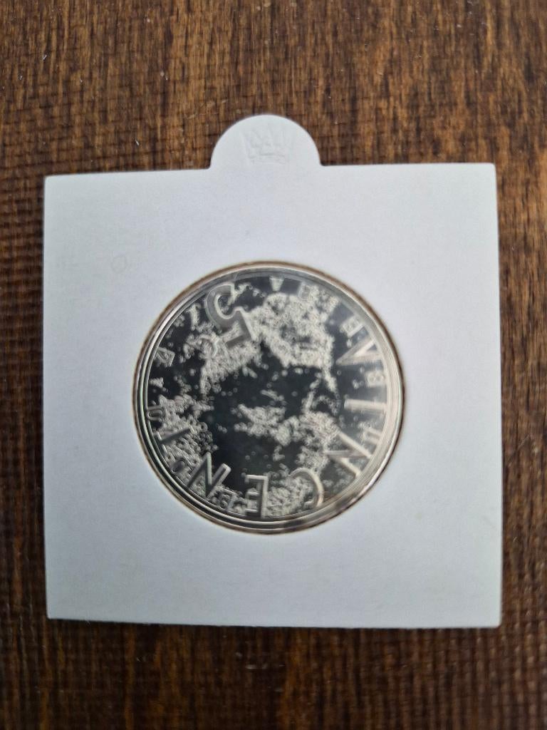 Vincent van Gogh Vijfje UNC in munthouder Nederland 2003., Postzegels en Munten, Zilver, Overige landen, Ophalen of Verzenden