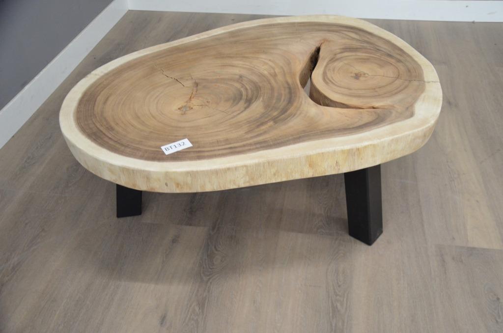 Ronde suar salontafel - 82 - 110cm -BT132, Ophalen of Verzenden, Nieuw, Rond, Overige houtsoorten