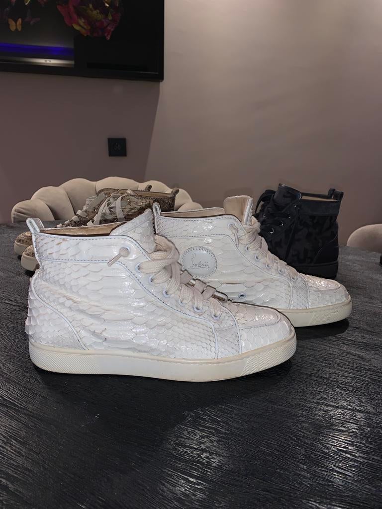 Christian Louboutin Python Hoge Schoenen - Maat 40, Ophalen of Verzenden, Zo goed als nieuw, Wit, Sneakers of Gympen