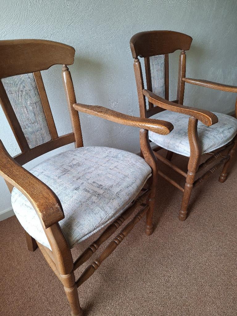 2 eiken armleunstoelen, Ophalen, Gebruikt, Overige kleuren, Twee