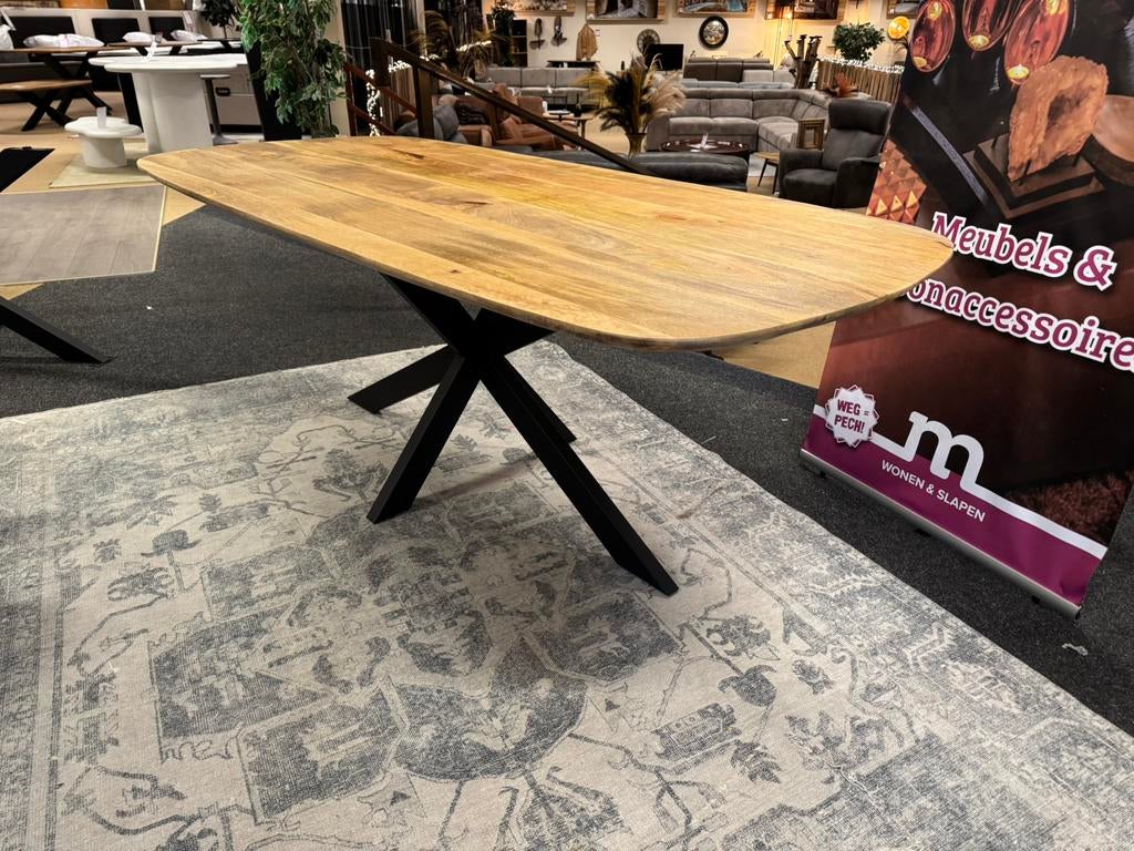 Eettafel Deens vlak tafelblad Mango 210 Direct/Leverbaar7226, Overige houtsoorten, #Eettafel#Verjongd#Deens#Mango#Vlak#Kruispoot