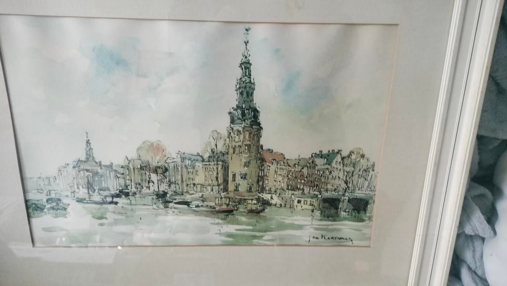 Originele aquarel van Jan Korthals - Amsterdam, Ophalen of Verzenden