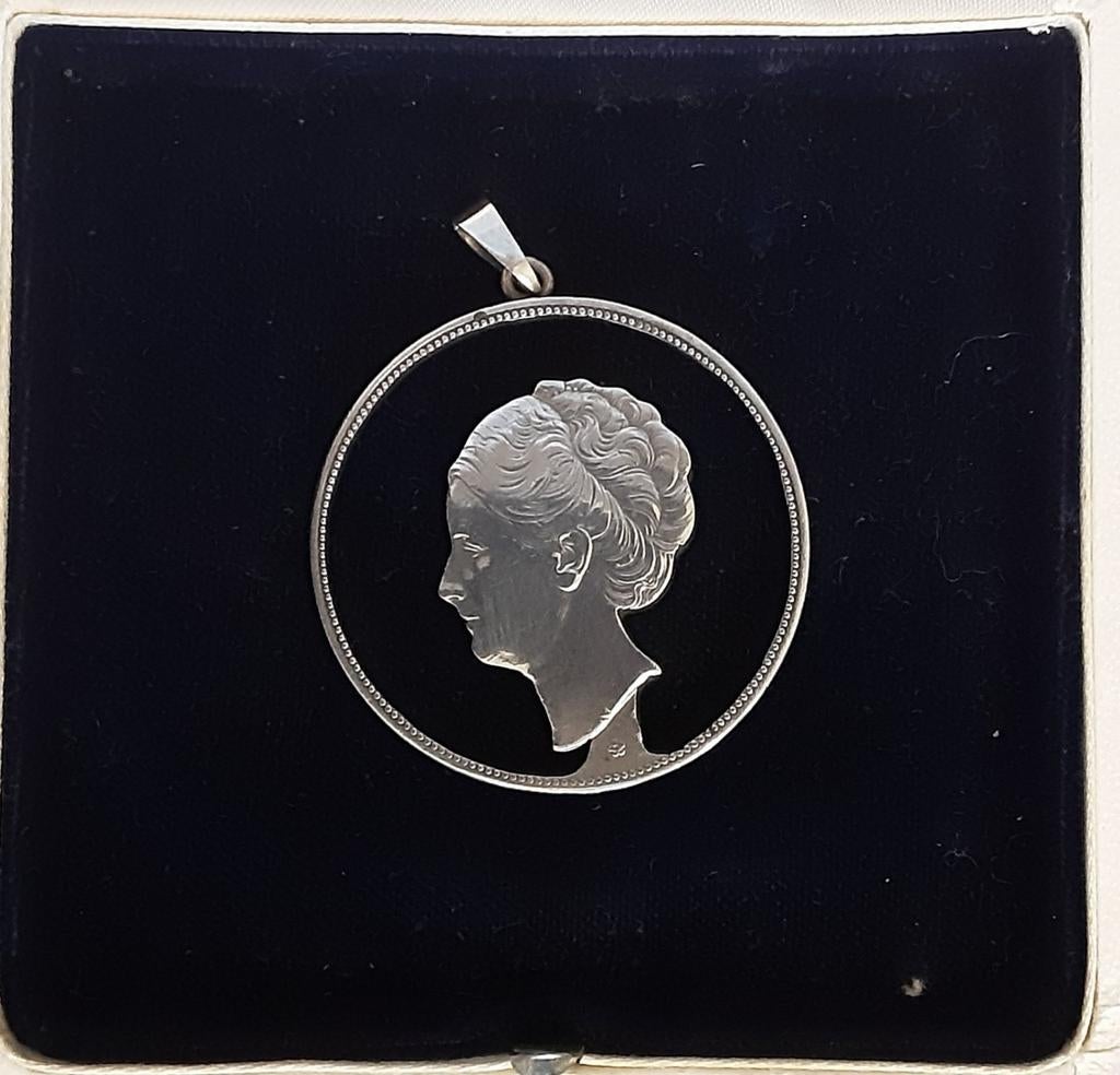 Zilveren hanger wilhelmina, Ophalen of Verzenden, Koningin Wilhelmina, 2½ gulden