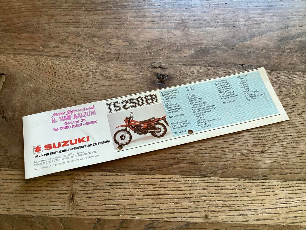 Suzuki TS250ER technische info., Verzenden, Suzuki