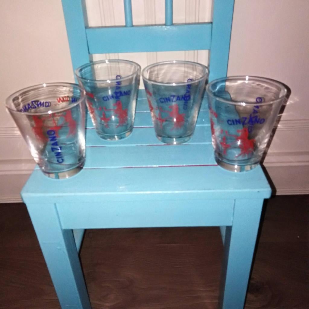 Cinzano Vermouth glazen set van 4, Ophalen, Glas of Glazen, Overige stijlen, Glas