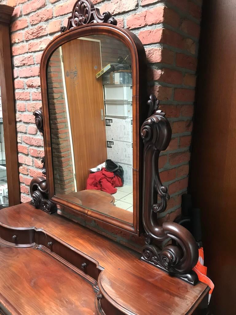 Antieke Biedermeier Kaptafel Mahonie, Ophalen, Overige vormen, 100 tot 150 cm, 150 tot 200 cm