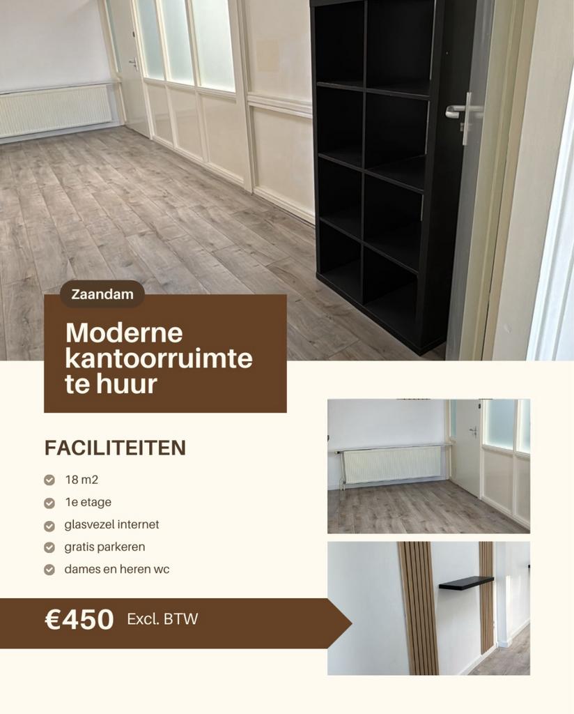 Moderne kantoorruimte te huur in Zaandam, Huizen en Kamers, Kamers te huur, Overige regio's, Minder dan 20 m²