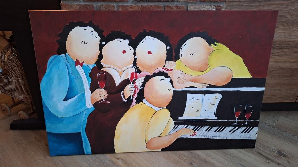 Dikke dames schilderij, Huis en Inrichting, Ophalen, 50 tot 75 cm, Zo goed als nieuw, Schilderij