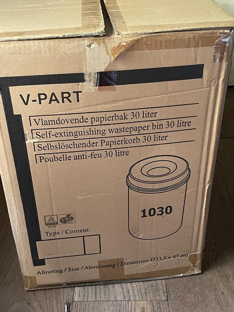 Vlamdovende papierbak 30 liter, Nieuw, Ophalen of Verzenden, 20 tot 30 liter, Metaal