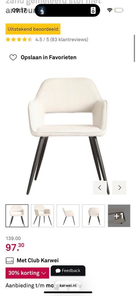 2 stoelen vera karwei. Nieuw. Eetkamerstoel, Ophalen of Verzenden, Zo goed als nieuw, Twee