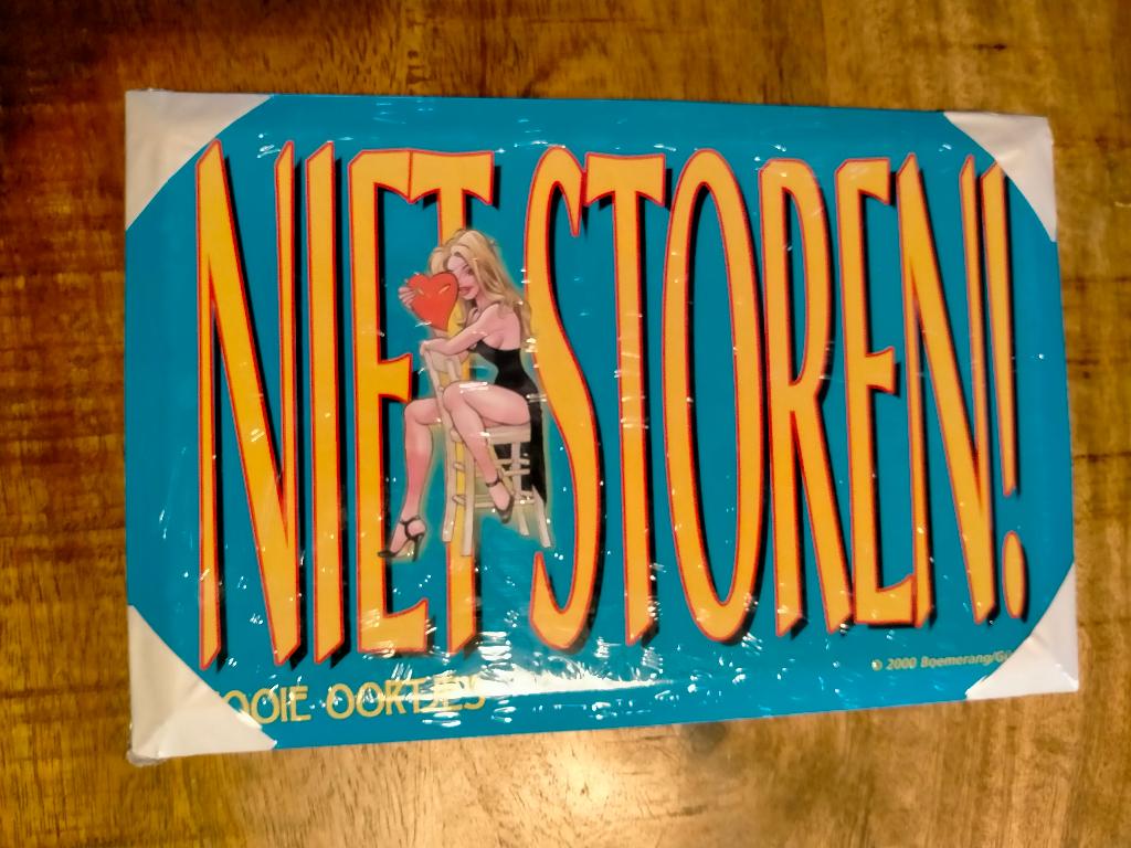 Rooie Oortjes Niet Storen 2000 Boemerang reclame bord bordje, Ophalen of Verzenden, Overige figuren, Zo goed als nieuw, Overige typen