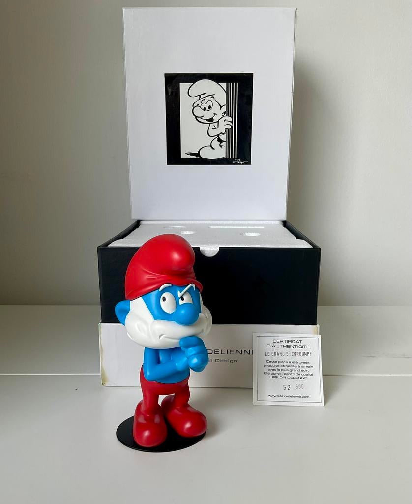 Leblon-Delienne Grote Smurf – 52/500 met certificaat, Ophalen of Verzenden, Zo goed als nieuw, Grote Smurf, Poppetje, Figuurtje of Knuffel