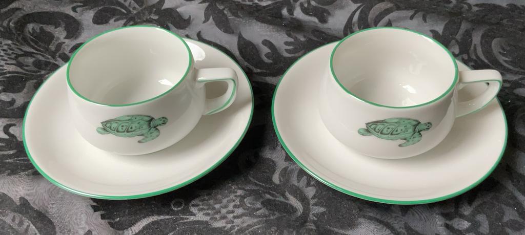 Thomas Lacroix espresso kop en schotels met schildpad motief, Antiek en Kunst, Ophalen of Verzenden