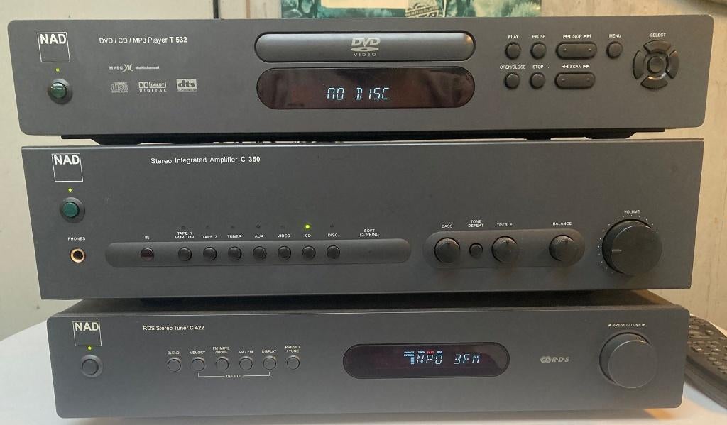 NAD stereoset C350 +T532 + C422 + Mission M34 speakers, Losse componenten, Zo goed als nieuw, Tuner of Radio, Ophalen