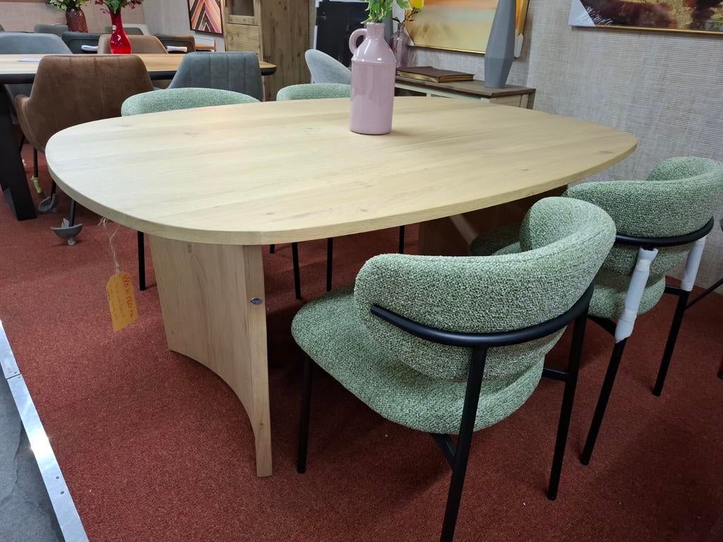 Nieuwe tafel 180x120 cm. ovaal, eiken sand oak Castello, H&H, Ophalen, 100 tot 150 cm, Eikenhout, Nieuw