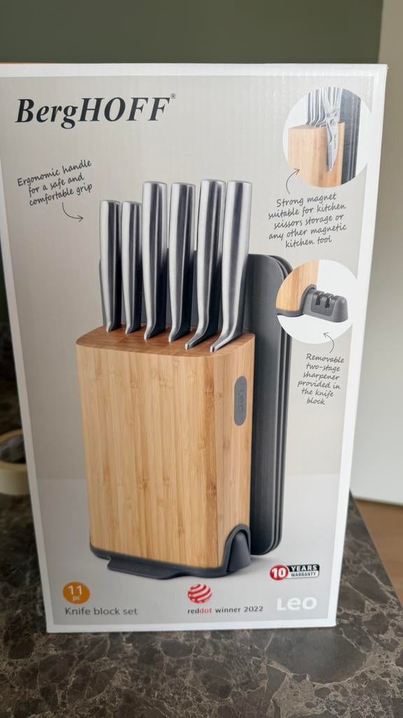 BergHOFF LEO 11 delig messen set + blok, Ophalen, Nieuw, Rvs of Chroom