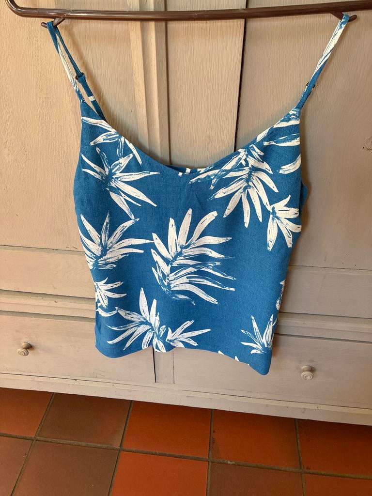 Fabienne Chapot Top Maat 36 (S) - Blauw met Witte Bladeren, Blauw, Ophalen of Verzenden, Zo goed als nieuw, Maat 36 (S)