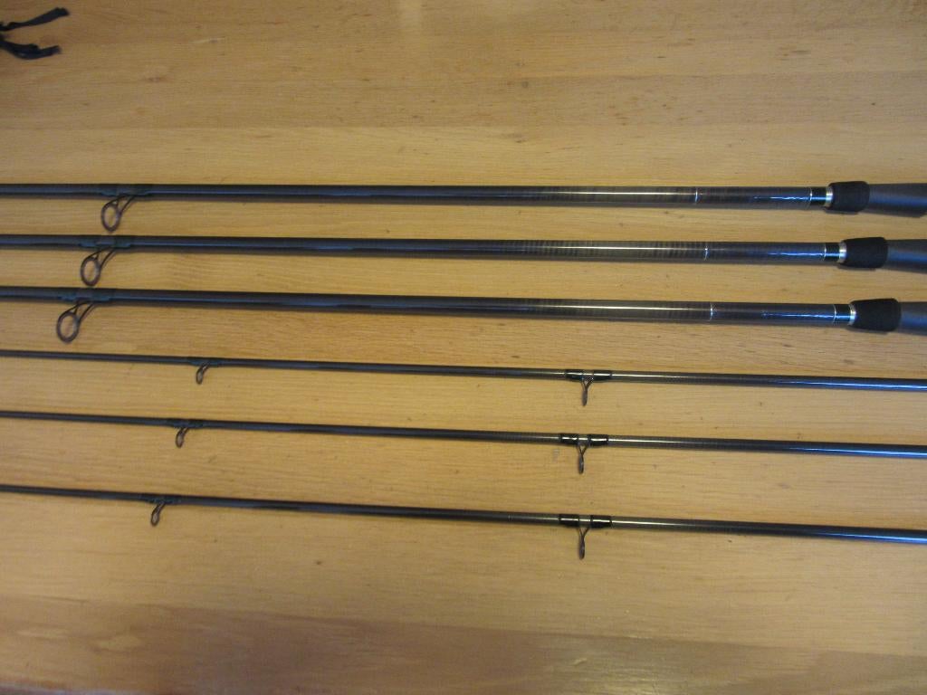 3 handgebouwde karperhengels 12ft 2.5lbs 9ogen, Watersport en Boten, Hengelsport | Karpervissen, Ophalen, Zo goed als nieuw, Werphengel