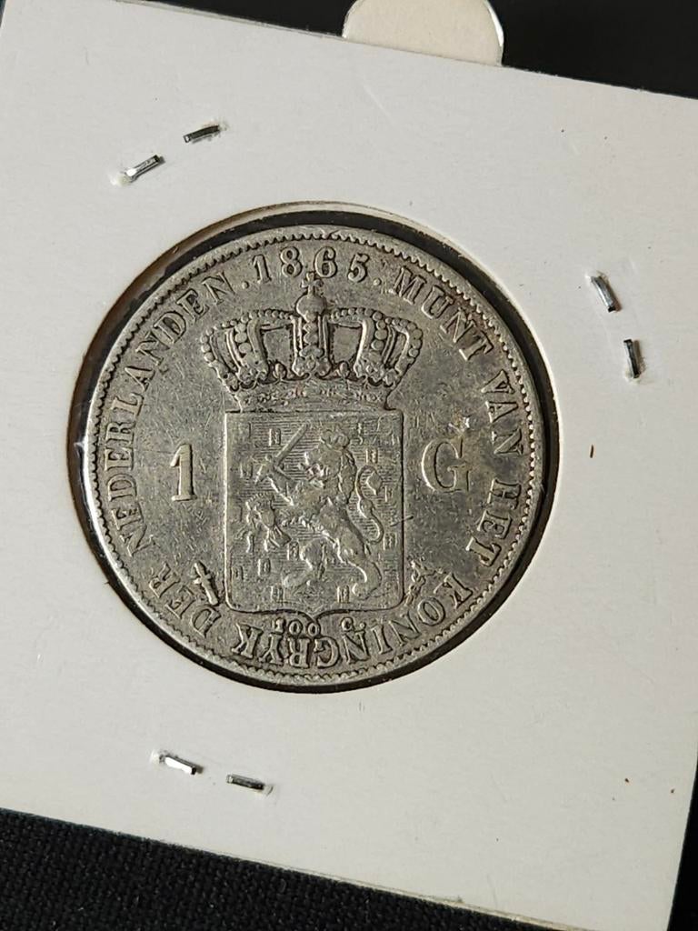 1 gulden 1865 Willem 3 Nederland, 1 gulden, Koning Willem III, Verzenden, Zilver