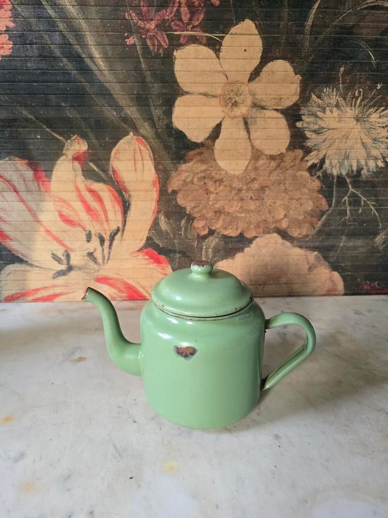 Reseda groen emaille theepot, Antiek en Kunst, Antiek | Emaille, Ophalen of Verzenden