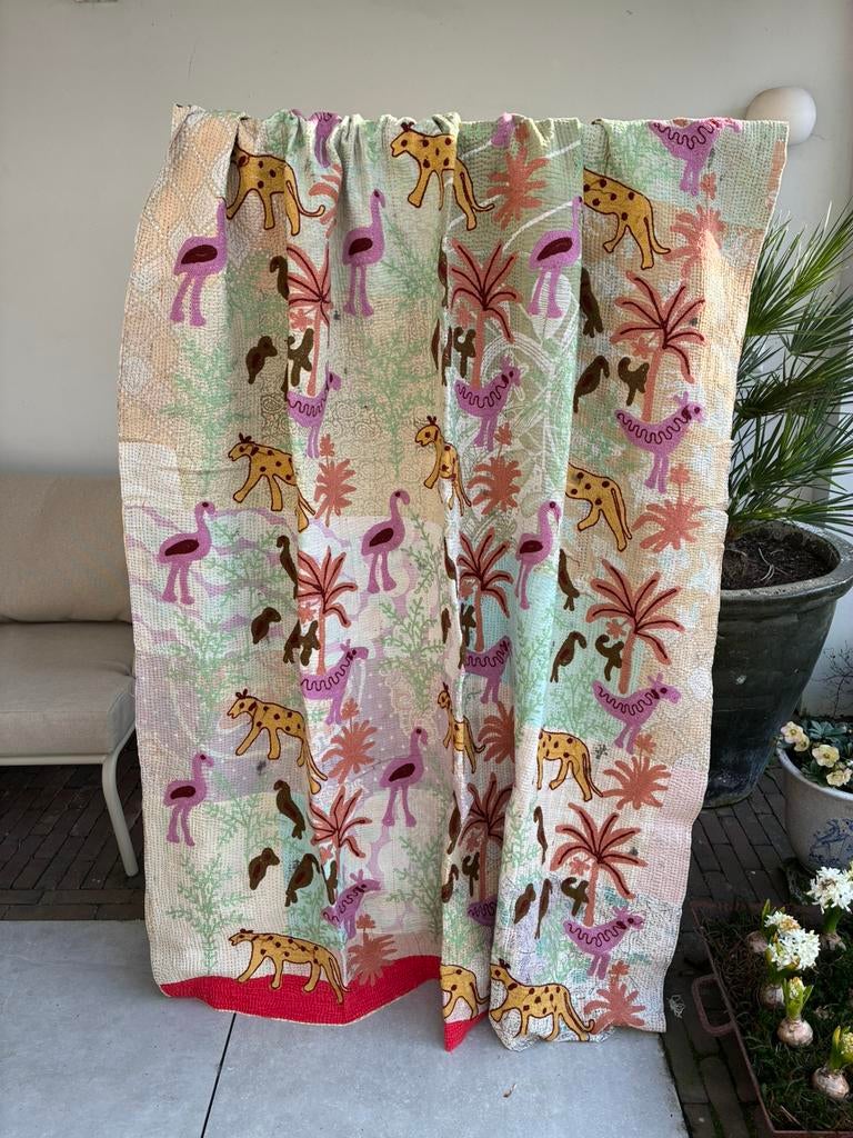 Vintage Kantha Quilt Suzani Deken Sari India, Ophalen of Verzenden