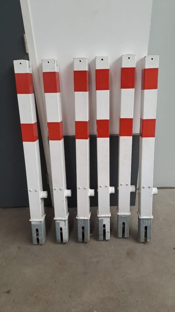 Fietspadpaaltjes afzetpaal wit rood 6 stuks rond en vierkant, Ophalen, Gebruikt, Minder dan 180 cm, Palen