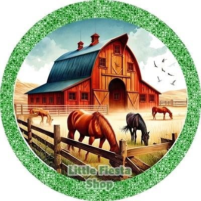 L1310 icing frosting boerderij 19cm eetbare taart print top, Ophalen of Verzenden, Nieuw, Taarten, Versiering