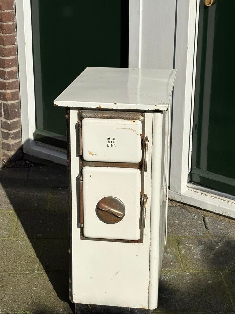 Authentiek Emaille Etna Houtkachel Fornuis (No. 72), Huis en Inrichting, Kachels, Ophalen, Houtkachel, Zo goed als nieuw, Vrijstaand