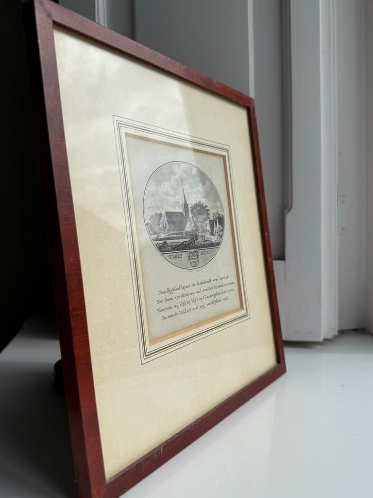 Antieke kopergravure 'T DORP HEILO door Anna C. Brouwer, Antiek en Kunst, Kunst | Etsen en Gravures, Ophalen