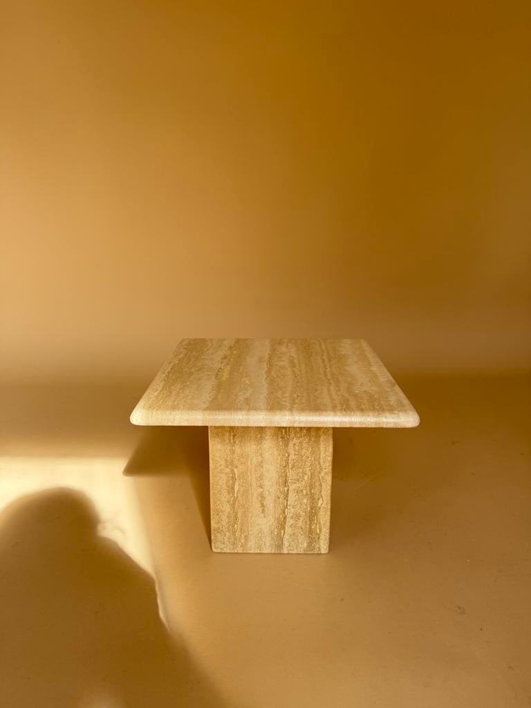 Travertin salontafel, Huis en Inrichting, Tafels | Bijzettafels, Ophalen, Zo goed als nieuw, Rechthoekig, 75 cm of meer