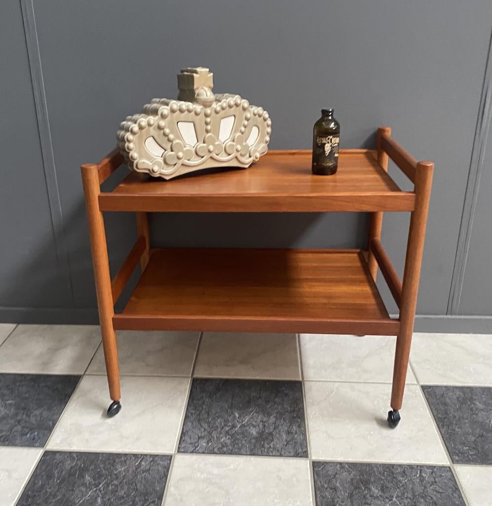 60 jaren Teak houten trolley thee serveerwagen bar tafel, Ophalen, Gebruikt