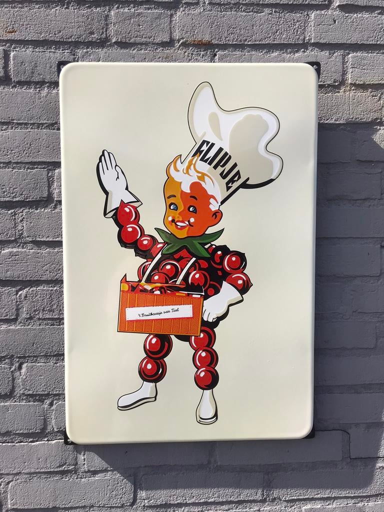 Flipje Tiel emaille reclamebord, Ophalen of Verzenden, Zo goed als nieuw, Reclamebord