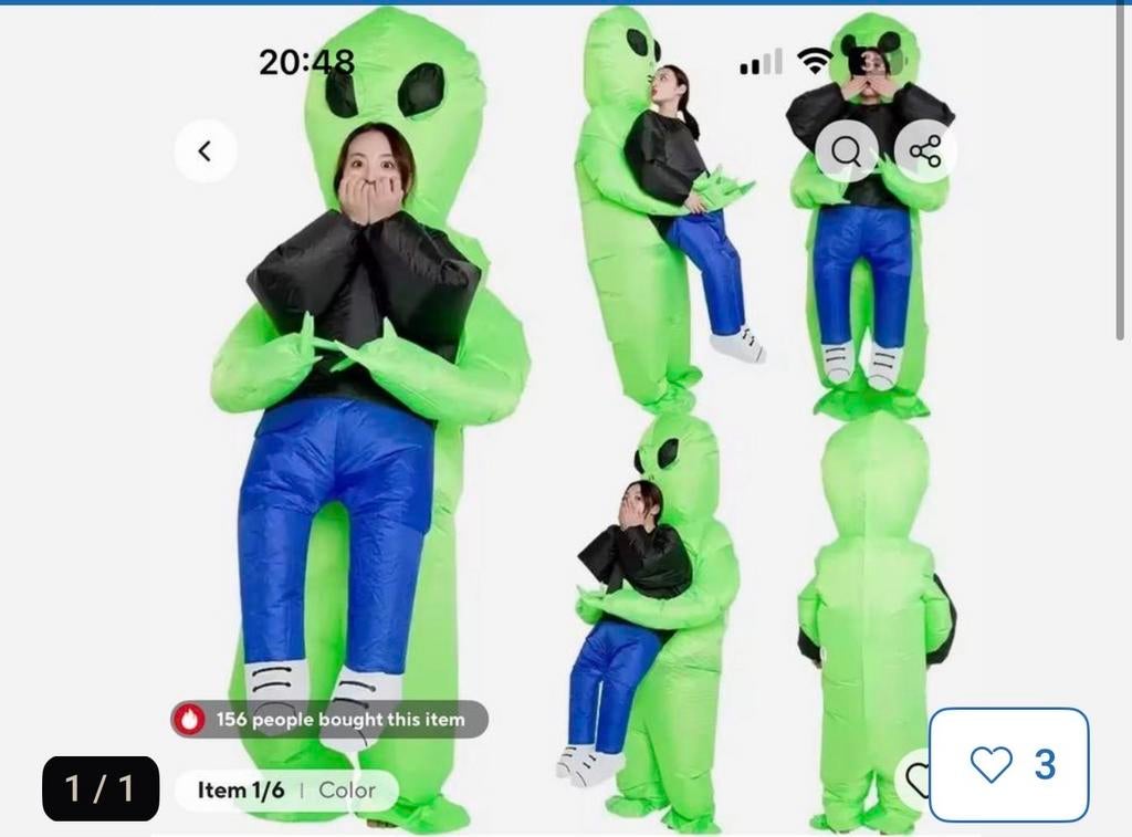 Opblaasbaar alien kostuum, Ophalen of Verzenden, Gebruikt, 170 of groter, Jongen of Meisje