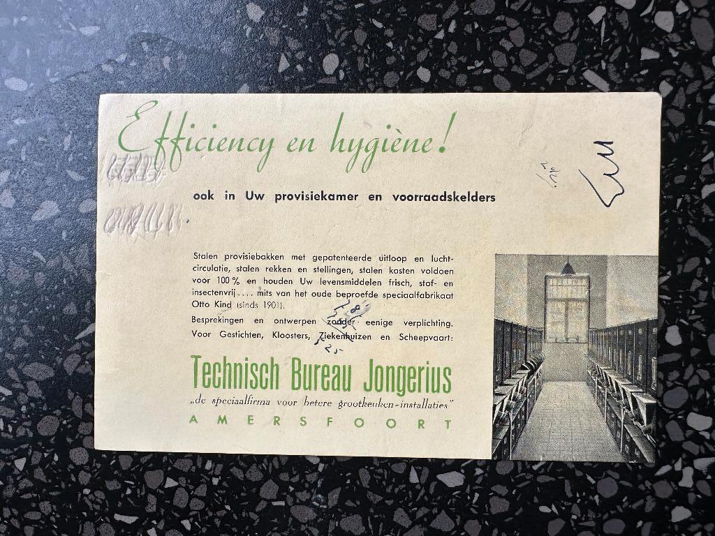 Vloeiblad Technisch Bureau Jongerius Amersfoort. Oud., Verzamelen, Merken en Reclamevoorwerpen, Ophalen of Verzenden, Gebruikt