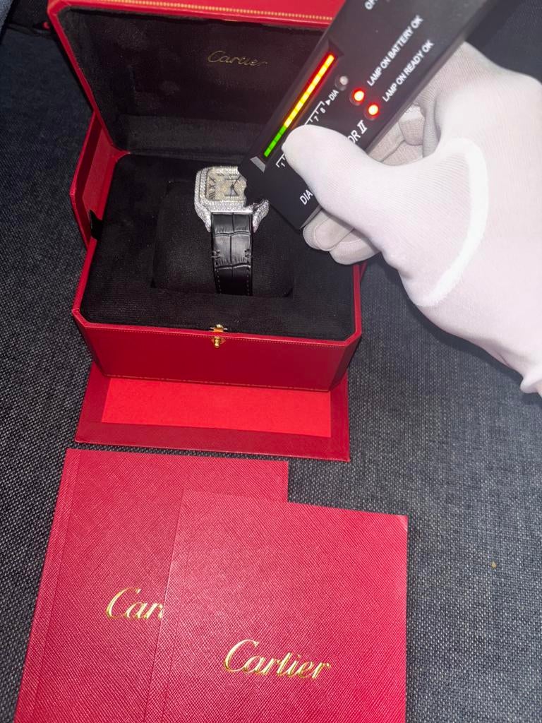 Cartier moissanite watch black strap, Ophalen of Verzenden, Nieuw
