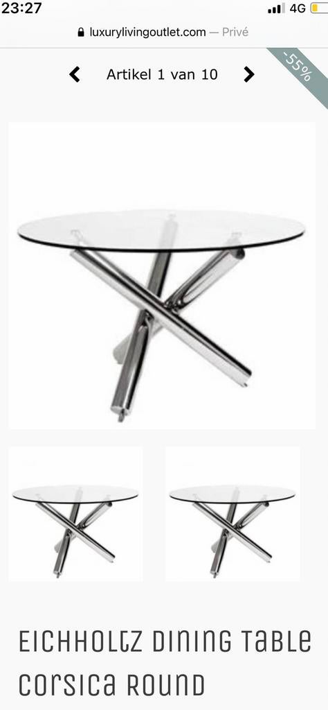 Eichholtz richmond eric kuster eettafel rond 120 cm, Ophalen, Zo goed als nieuw