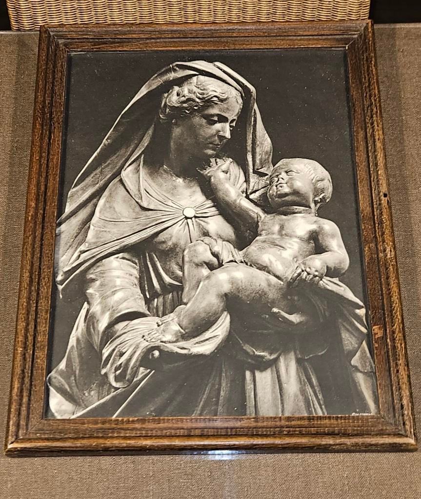 Ingelijste prent Madonna met kind - Decoratief, Antiek en Kunst, Ophalen of Verzenden