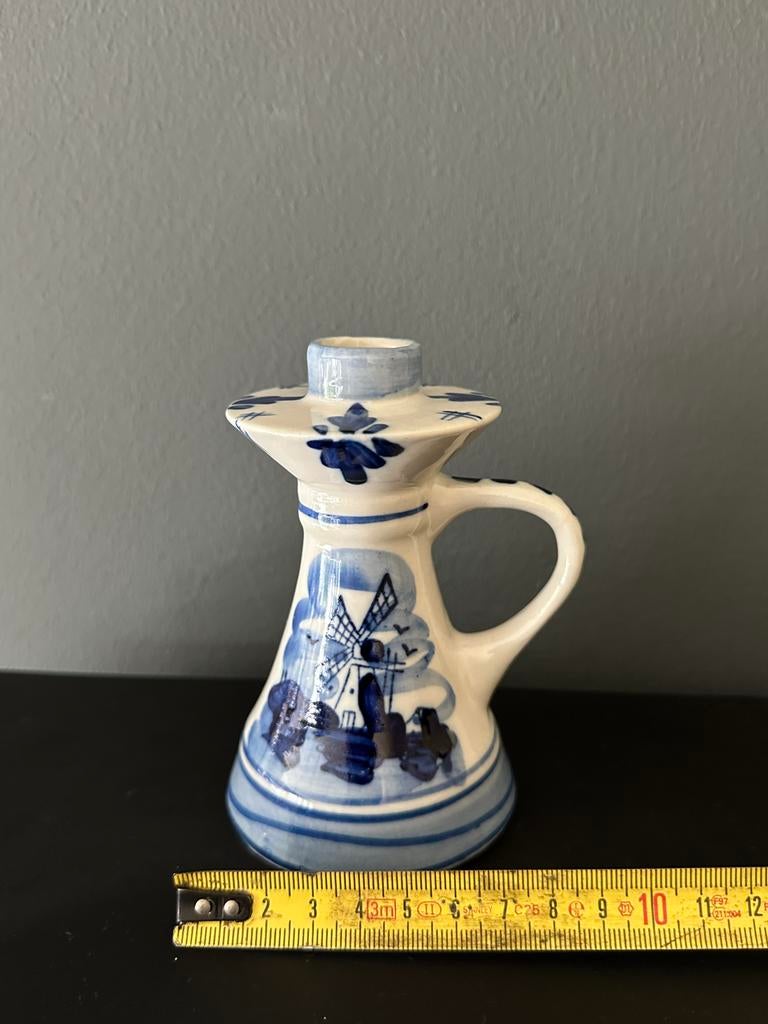 Delfts Blauw Miniatuur Kandelaar Molen Decor, Ophalen of Verzenden, Keramiek of Aardewerk