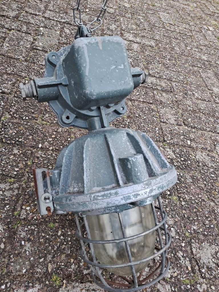 Stoere industriële gaslamp, omgebouwd naar 220V, Ophalen of Verzenden, Gebruikt, Industrieel, Brocant