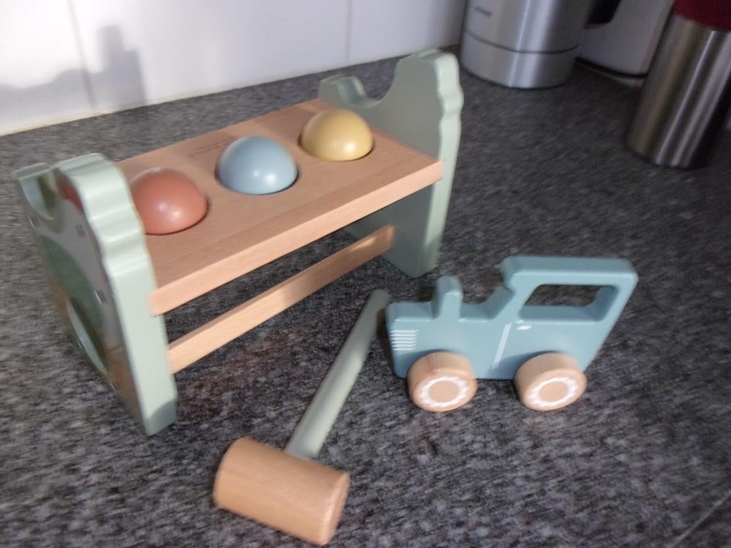 Houten HAMERBANKJE+AUTO van Little Dutch, Ophalen of Verzenden, Zo goed als nieuw, Overige typen